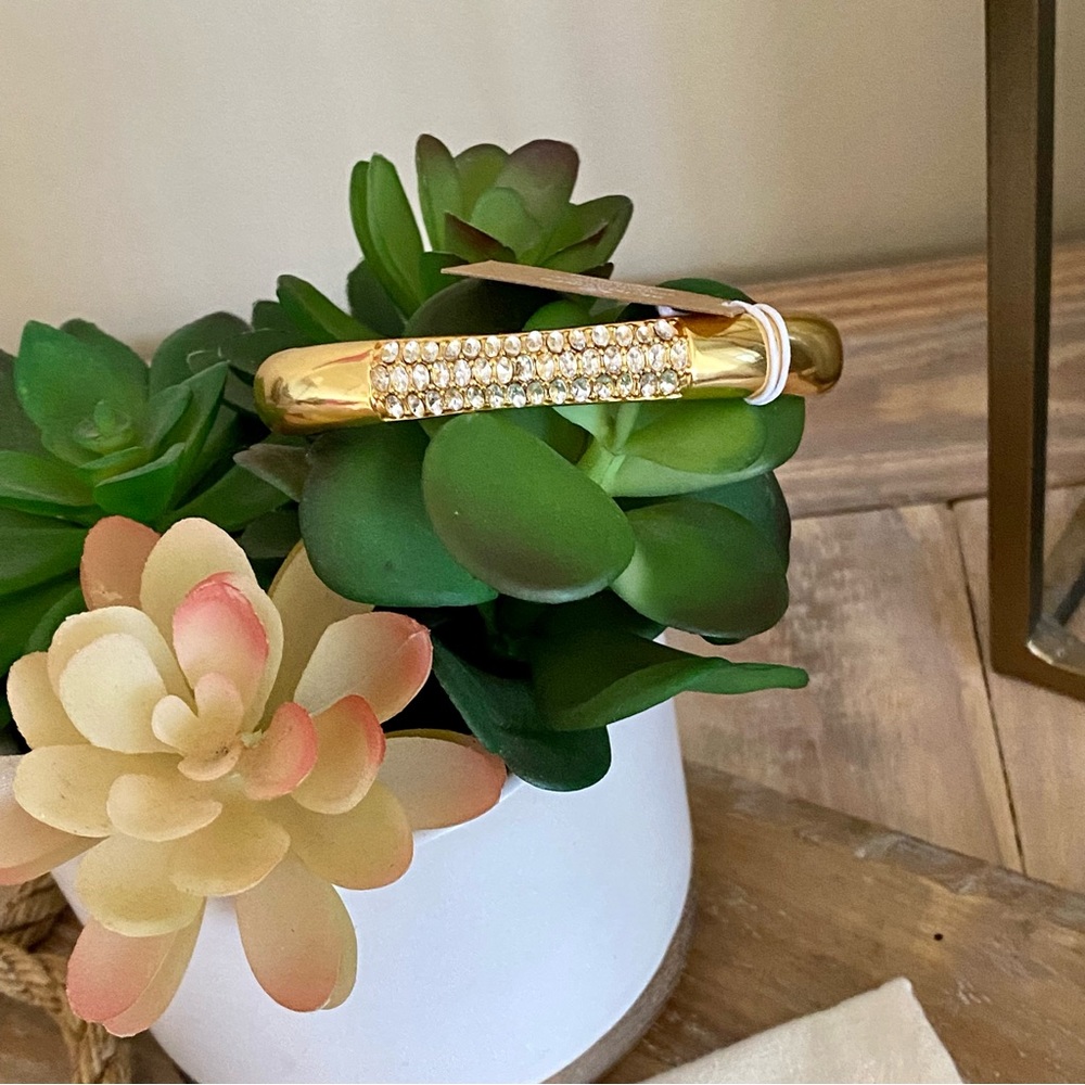 J. Crew Open Cuff Gold Pave Bangle - NEW
